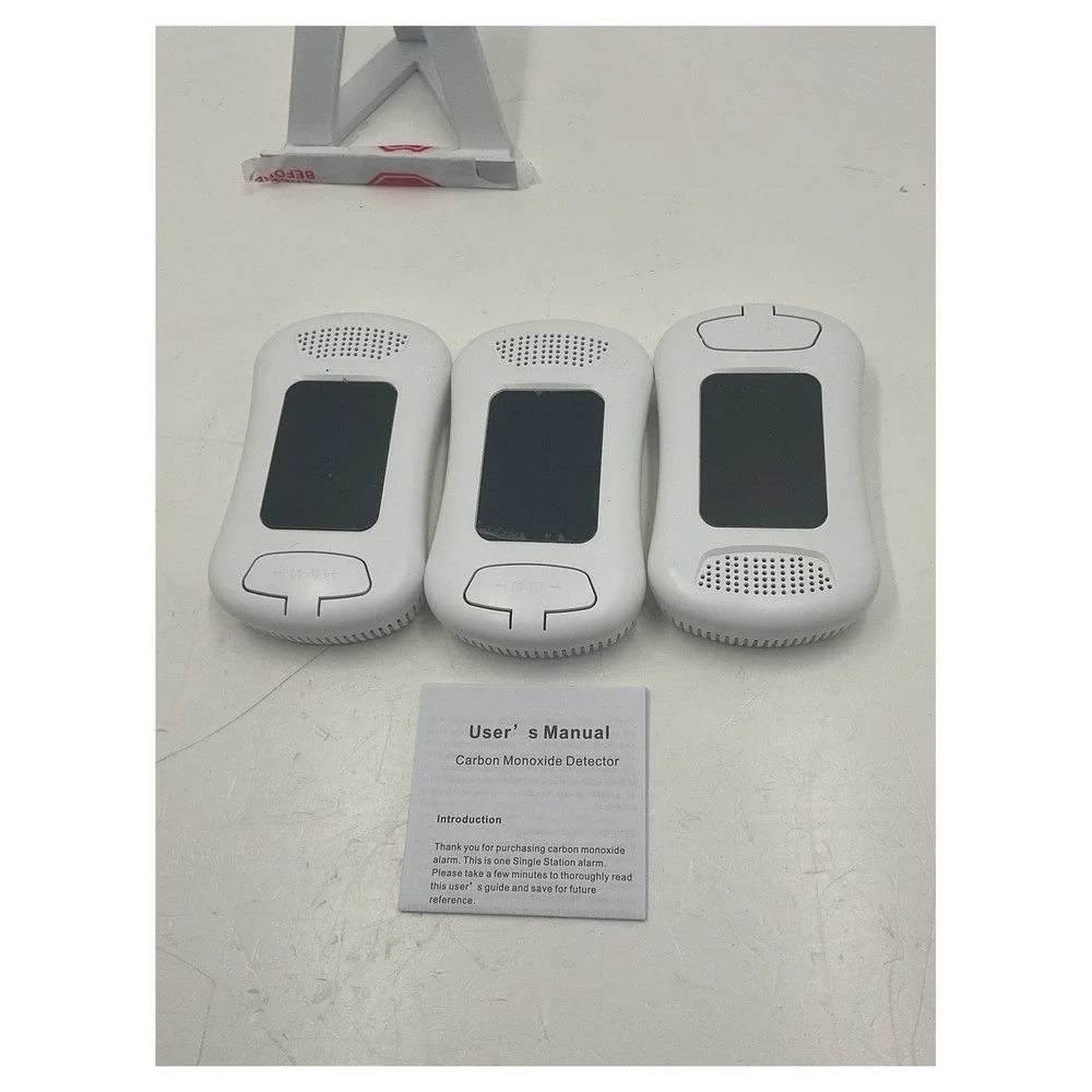 Set of 3 Carbon Monoxide Detectors MY-S07 LCD Display Battery Operated